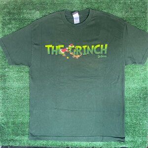 Vintage Y2K Grinch Shirt Green Dr. Seuss Movie Logo Tee